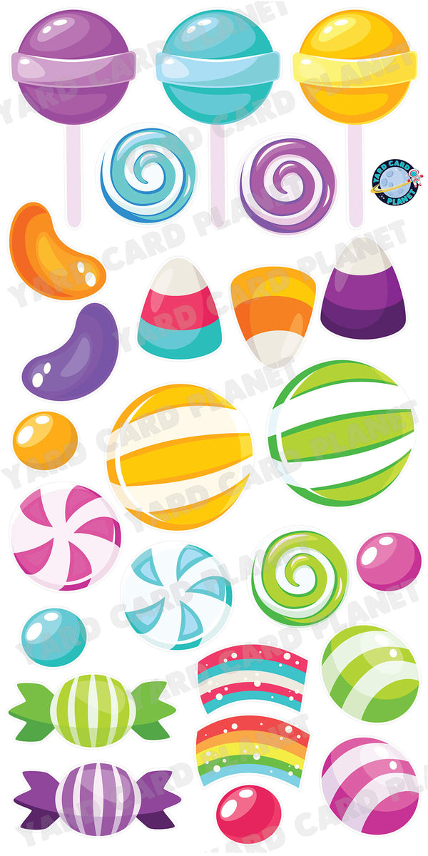 Colorful Candy Yard Card Flair Set