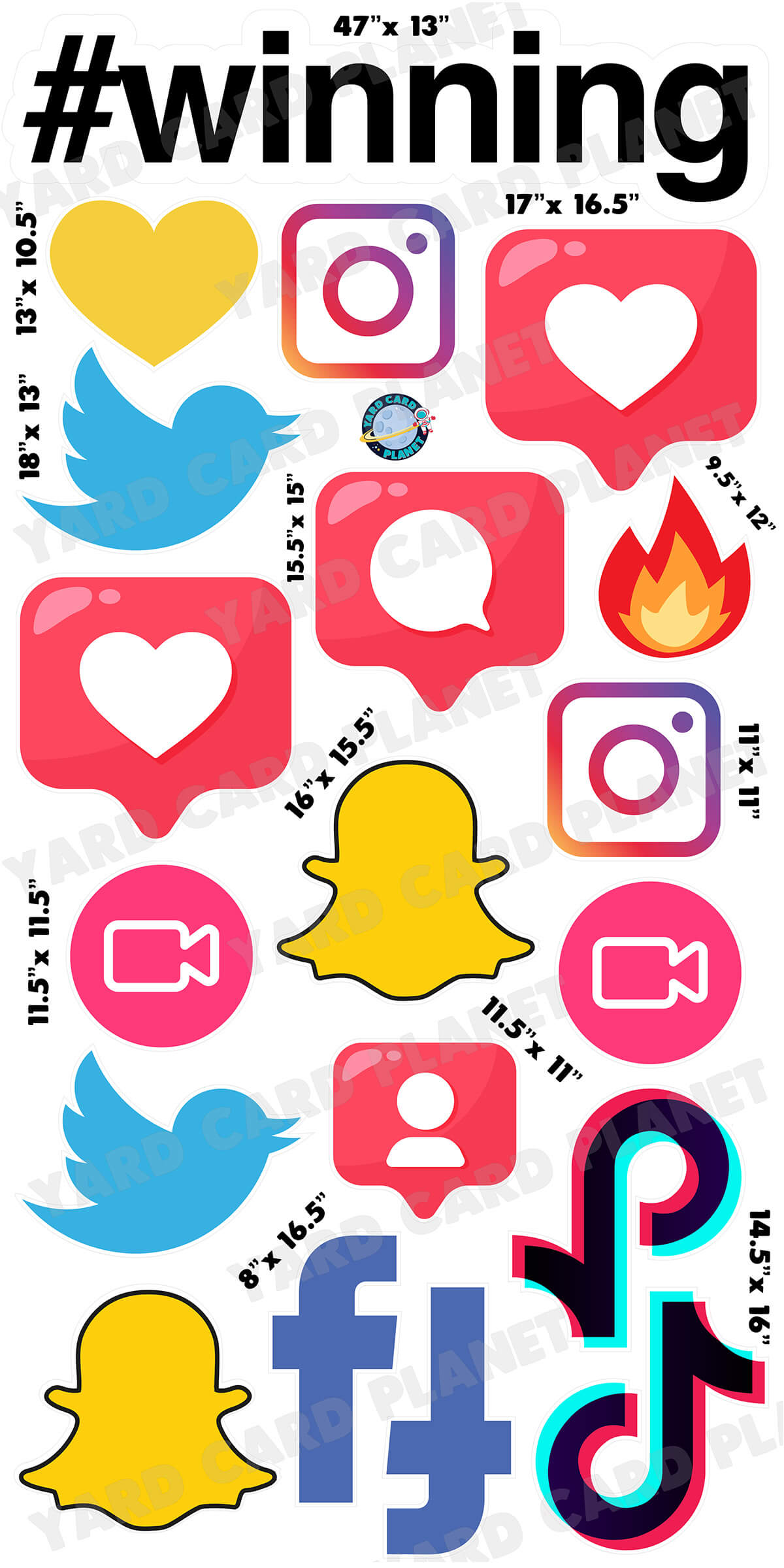 Social Media #winning EZ Quick Sign and Yard Card Flair Set