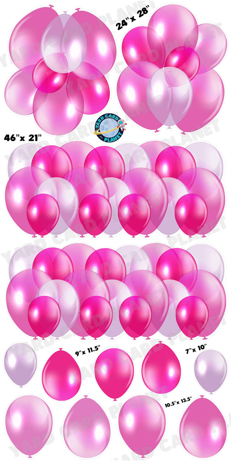 Pink Balloon Panels, Bouquets and Singles Yard Card Set