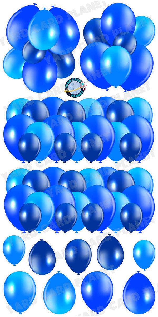 Blue Balloon Panels, Bouquets and Singles Yard Card Set