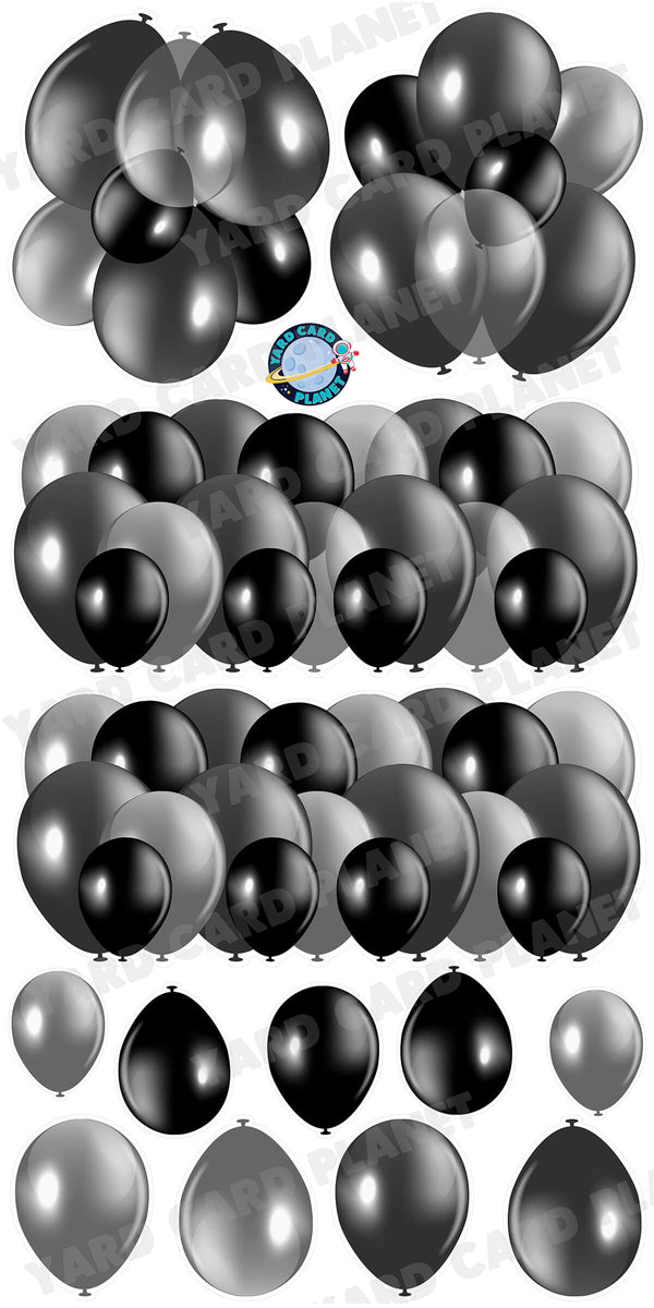 Black Balloon Panels, Bouquets and Singles Yard Card Set