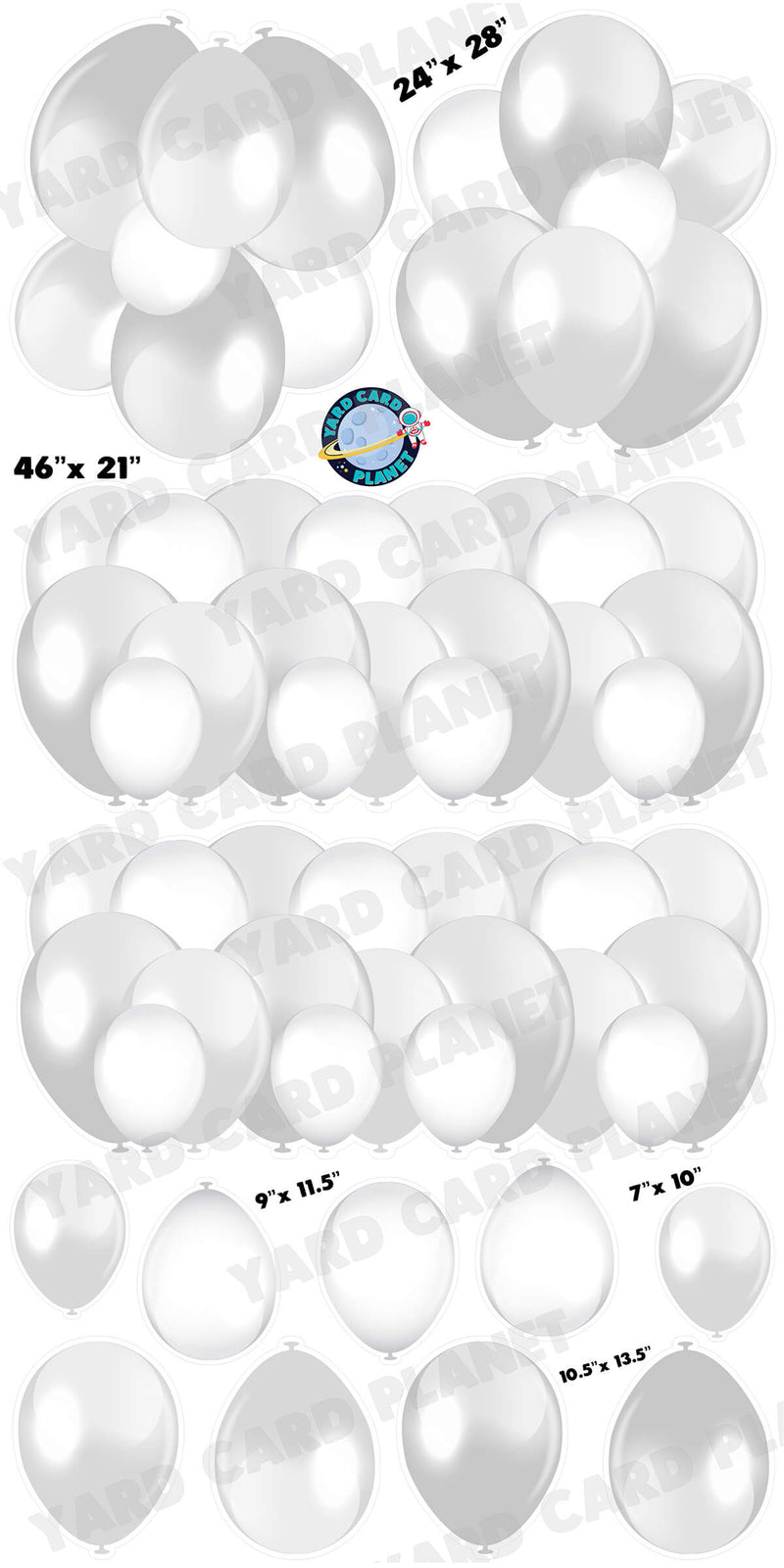 White Balloon Panels, Bouquets and Singles Yard Card Set