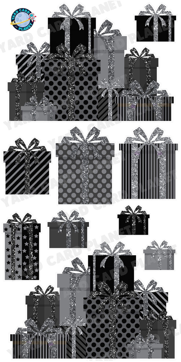 Black Glitter Gift Boxes EZ Panels and Yard Card Flair Set