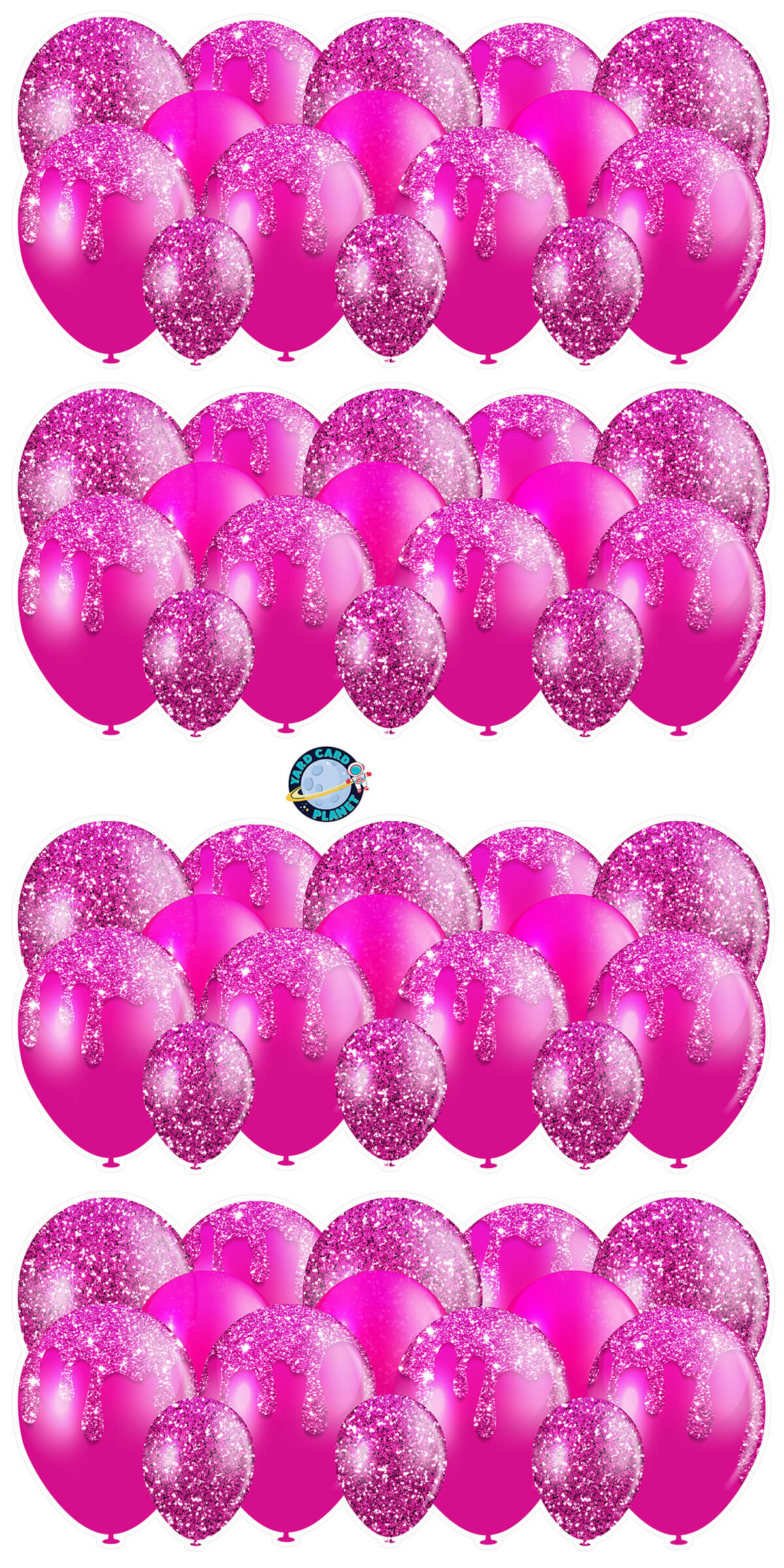 Hot Pink Glitter Balloon Panels Yard Card Set