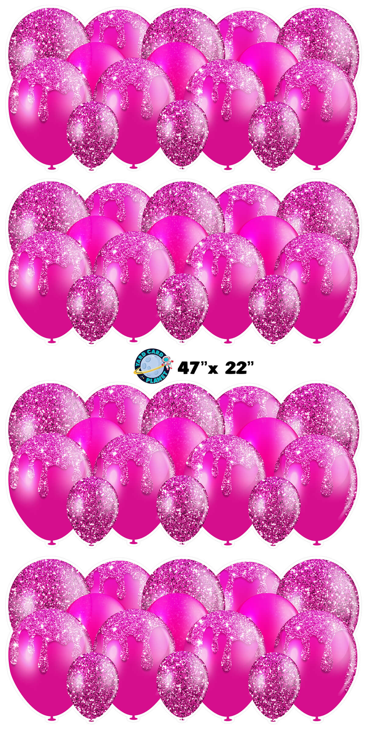 Hot Pink Glitter Balloon Panels Yard Card Set