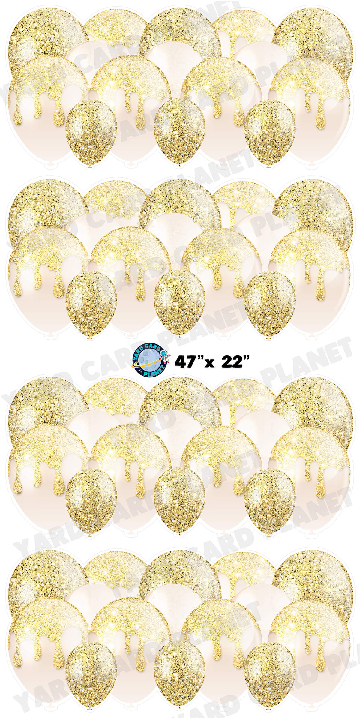 Gold Glitter Balloon Panels Yard Card Set