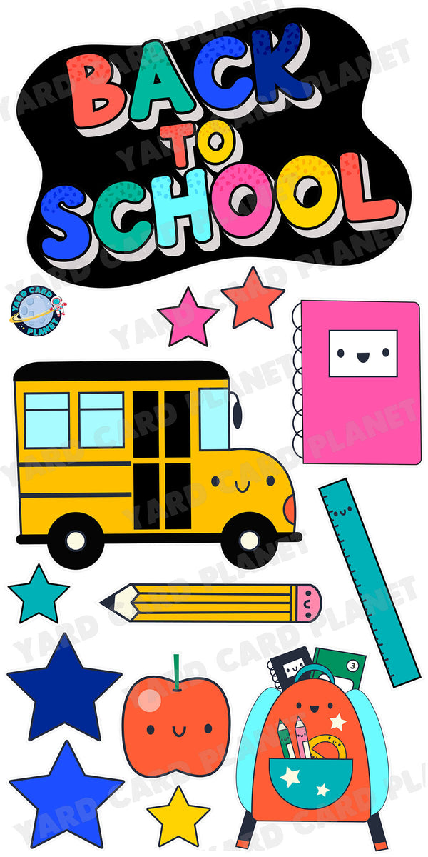 Back To School EZ Quick Sign and Happy School Yard Card Flair Set