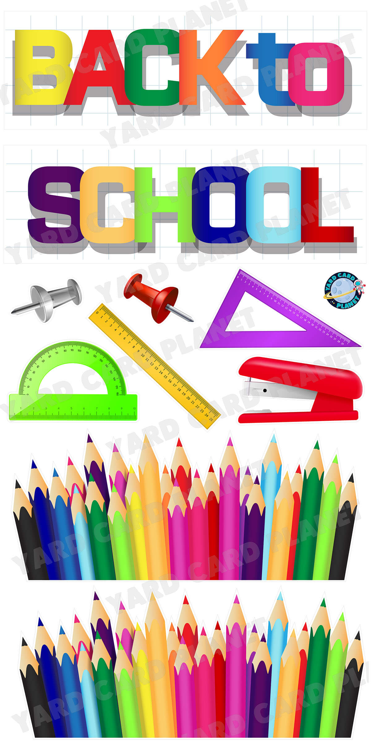 Back To School EZ Quick Set and Pencil Colors EZ Panels Yard Card Flair Set