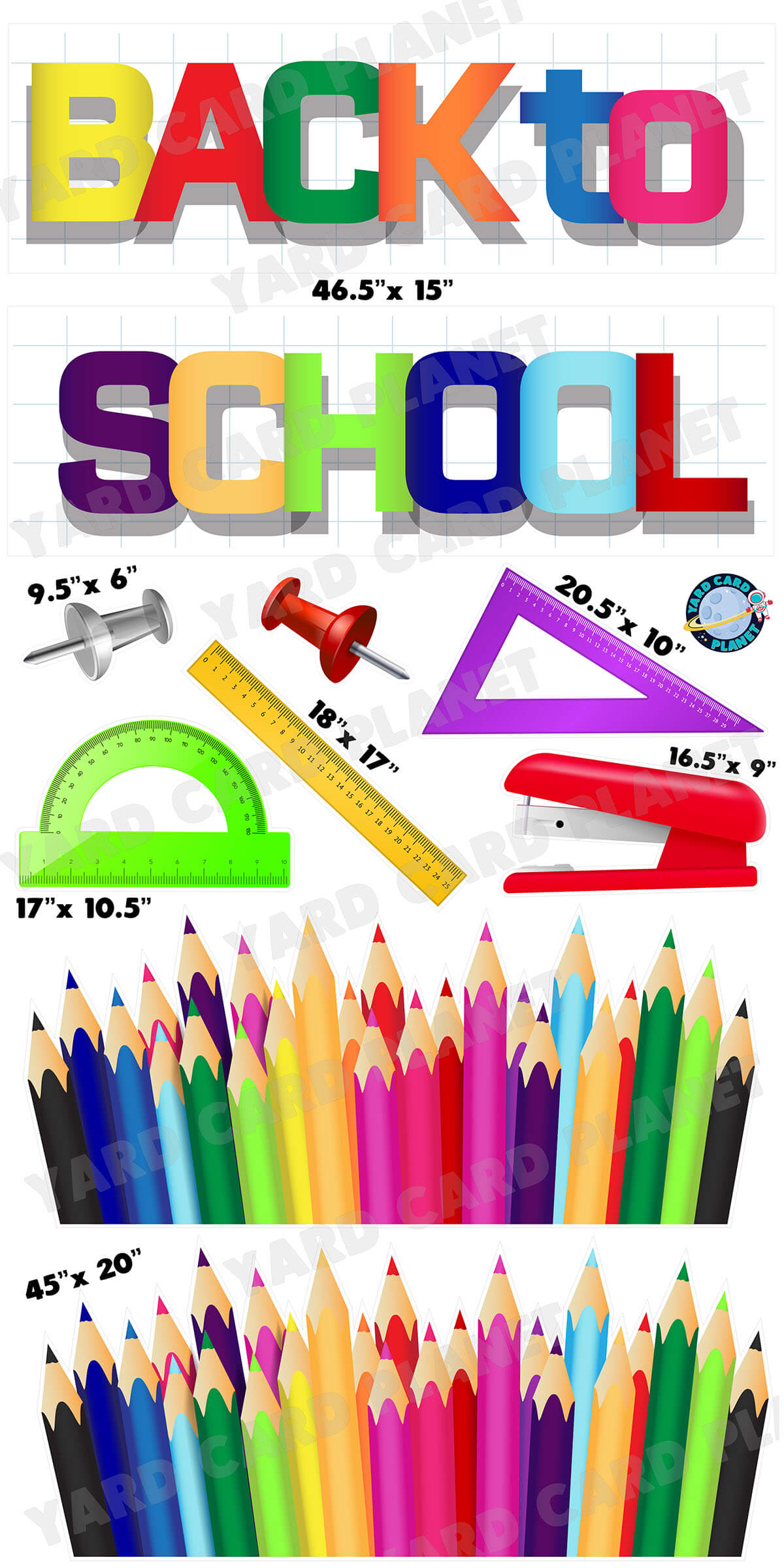 Back To School EZ Quick Set and Pencil Colors EZ Panels Yard Card Flair Set