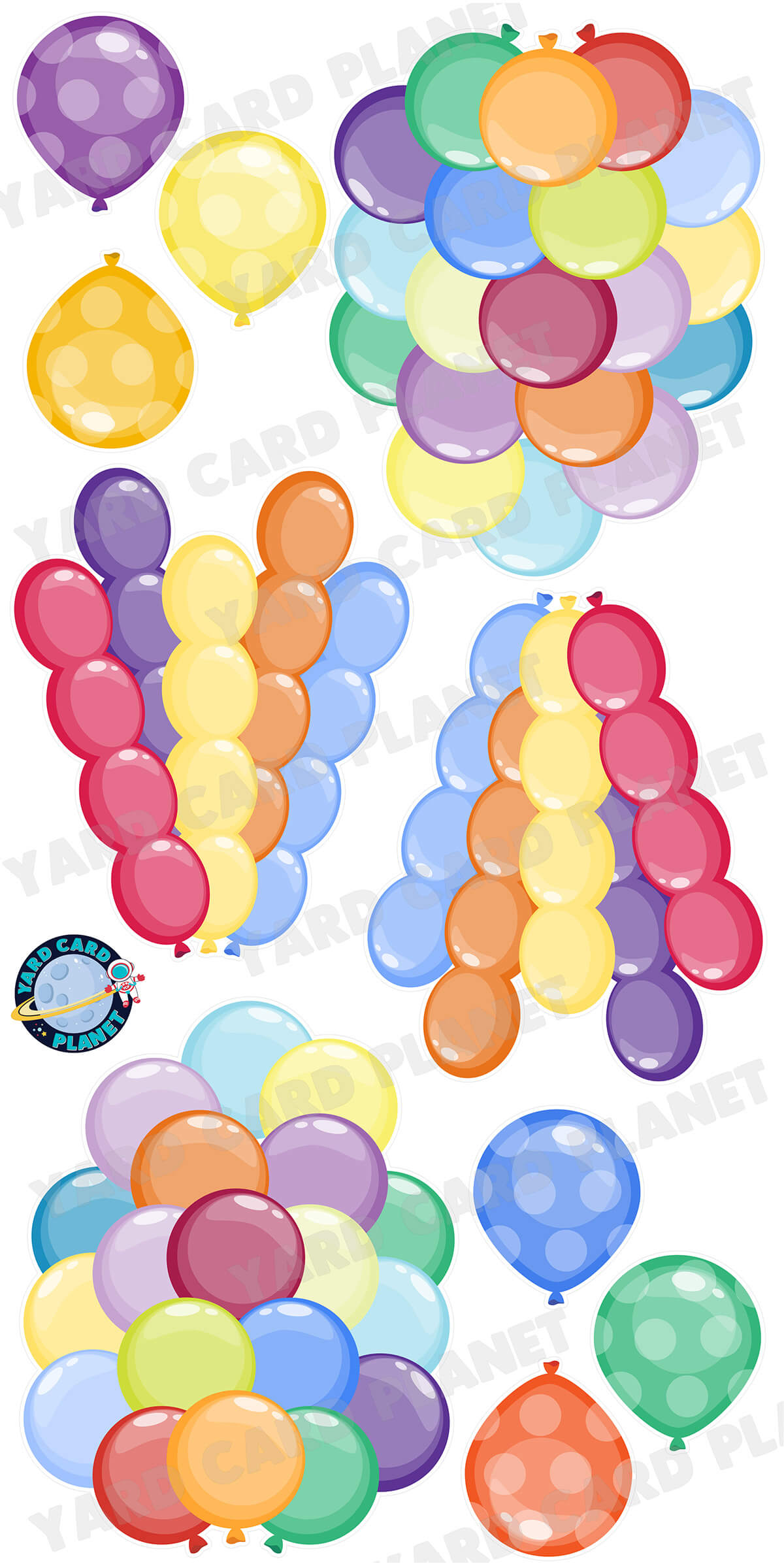Colorful Balloon Bunches Yard Card Set