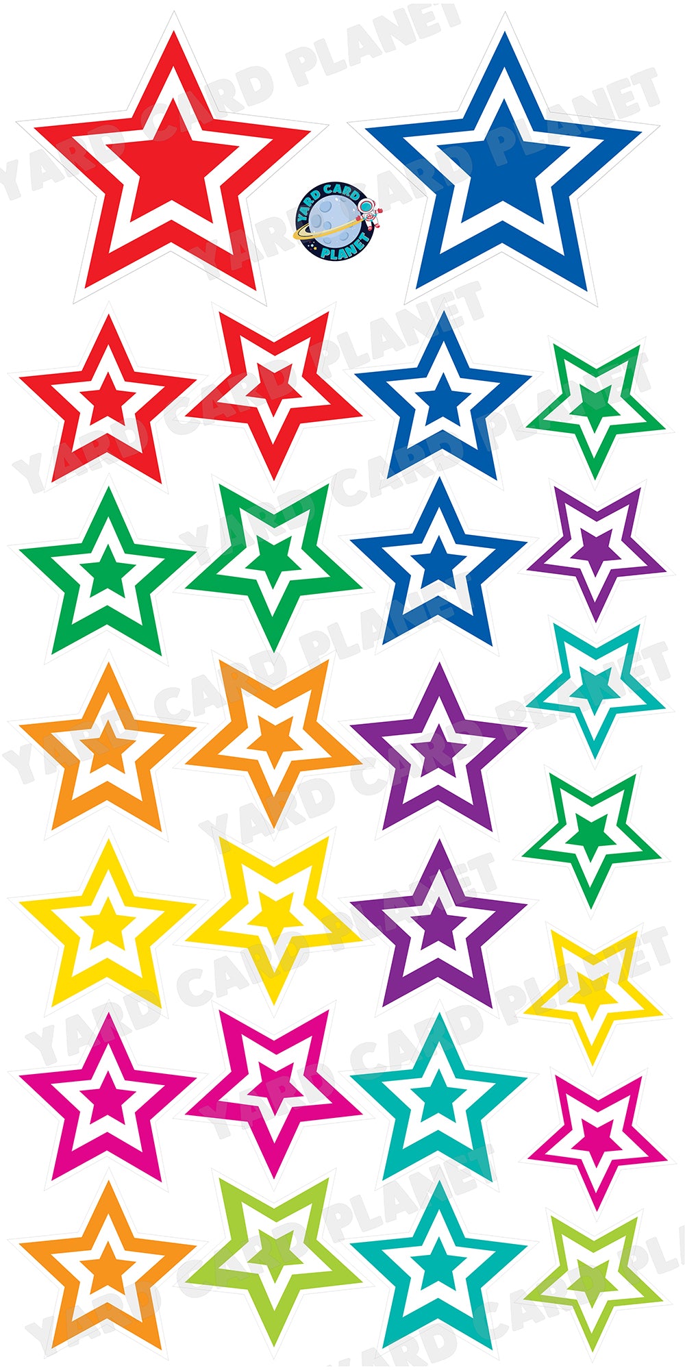 Bright Colorful Double Stars Yard Card Flair Set