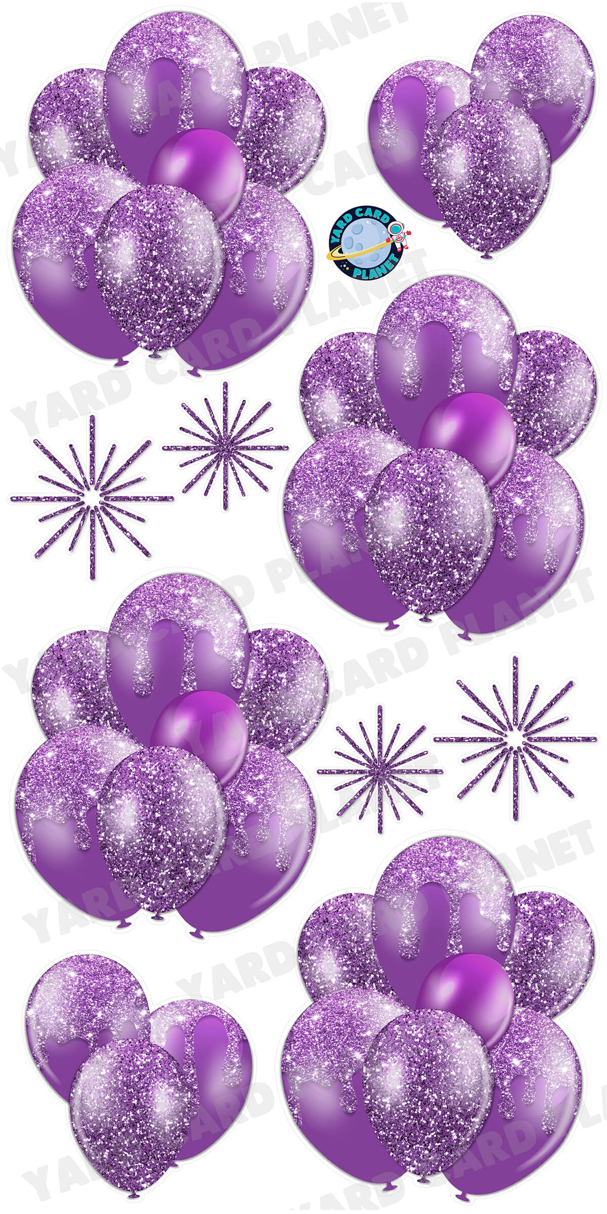 Purple flowers and balloons outlet theme yard cards