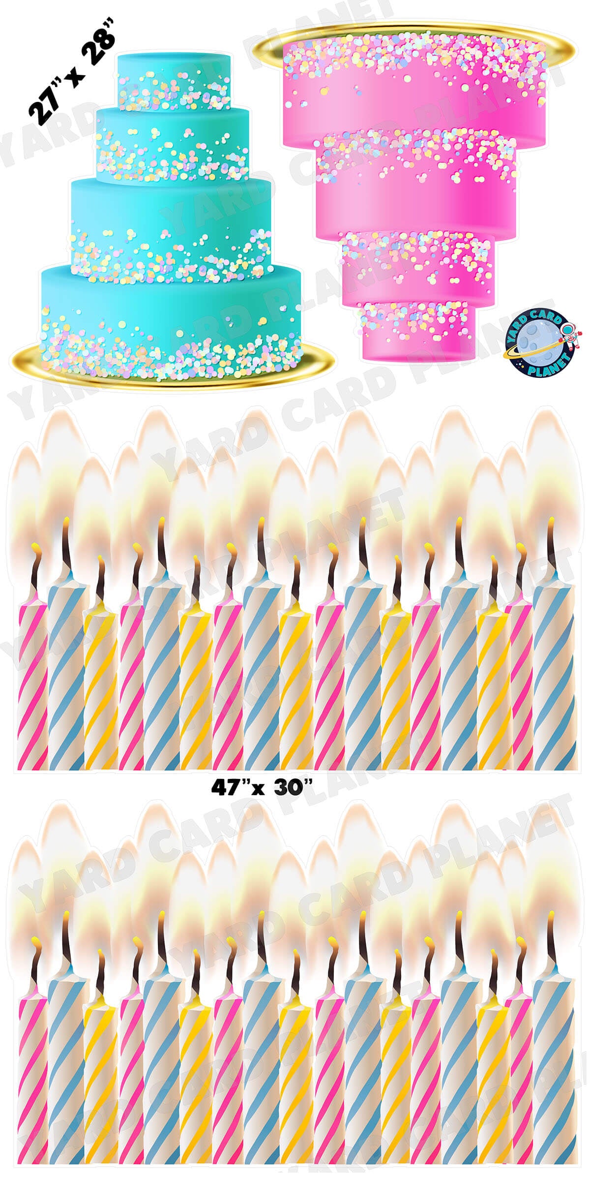 Birthday Candles EZ Panels and Borders and Oversized Cakes Yard Card Set