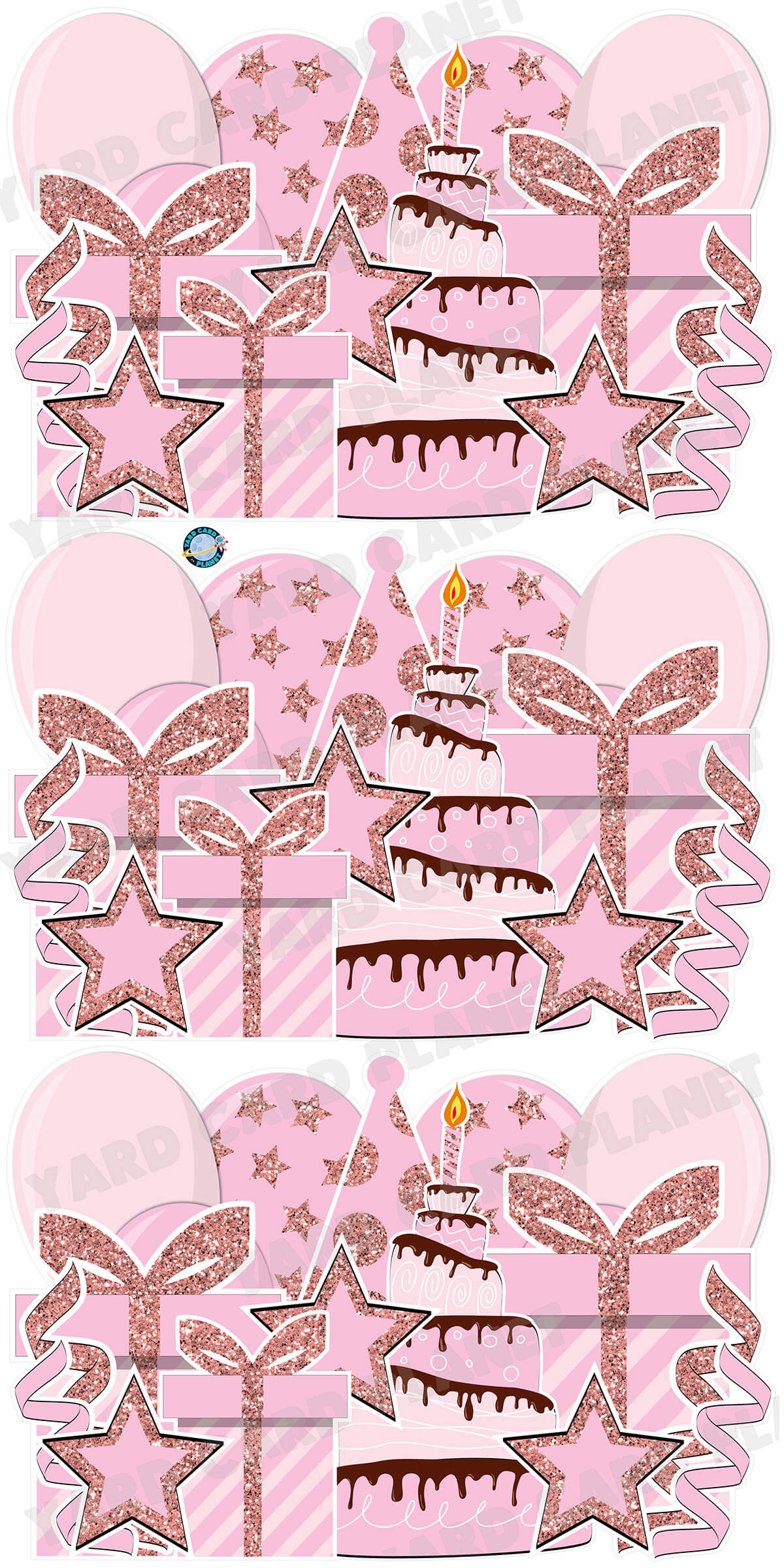 Light Pink Glitter Birthday Essentials EZ Panels Yard Card Set