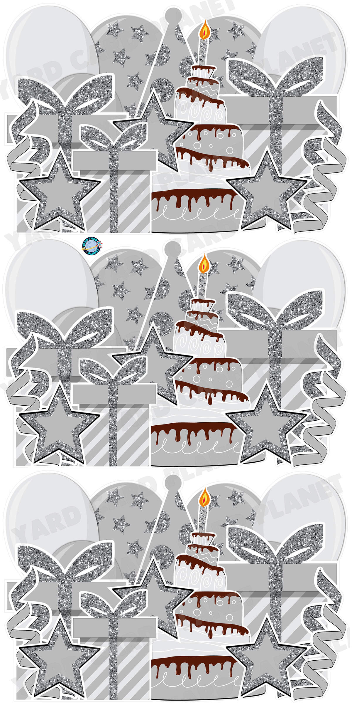 Grey Glitter Birthday Essentials EZ Panels Yard Card Set