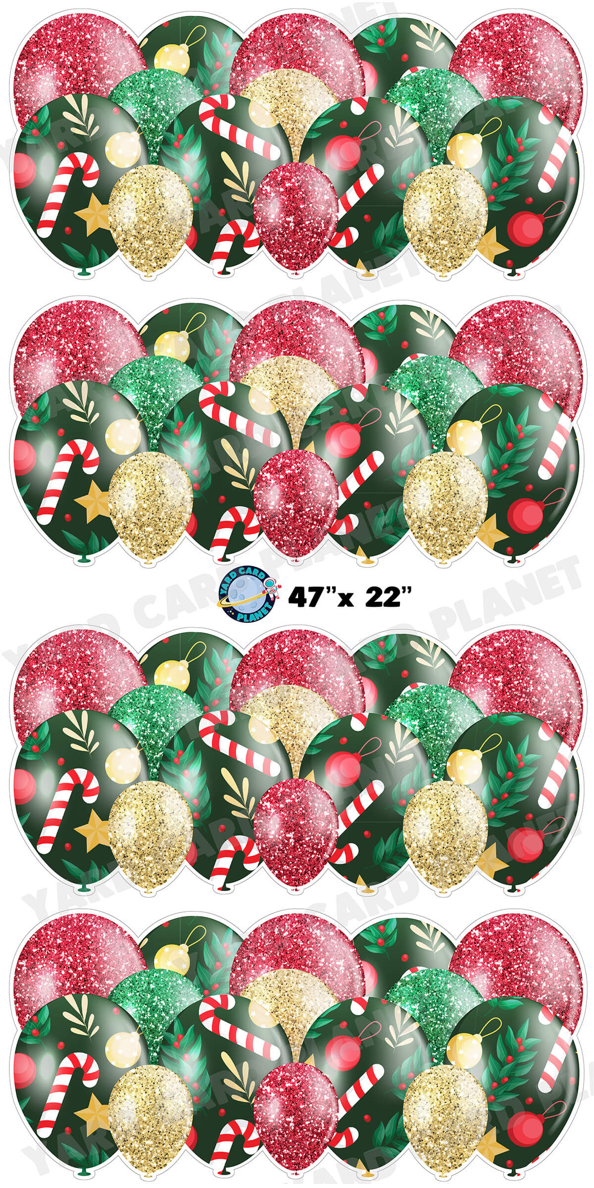Glitter Christmas Pattern Balloon Panels Yard Card Set with Measurements