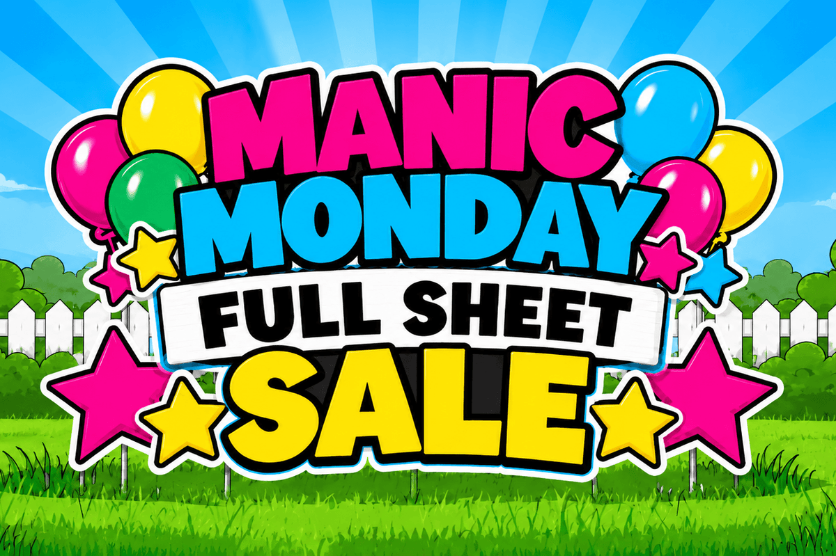 Manic Monday Full Sheet Yard Card Flair Sale!
