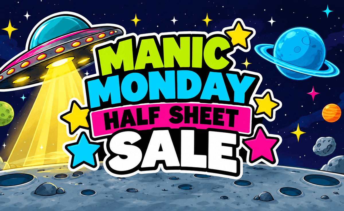 Manic Monday Half Sheet Yard Card Flair Sale!