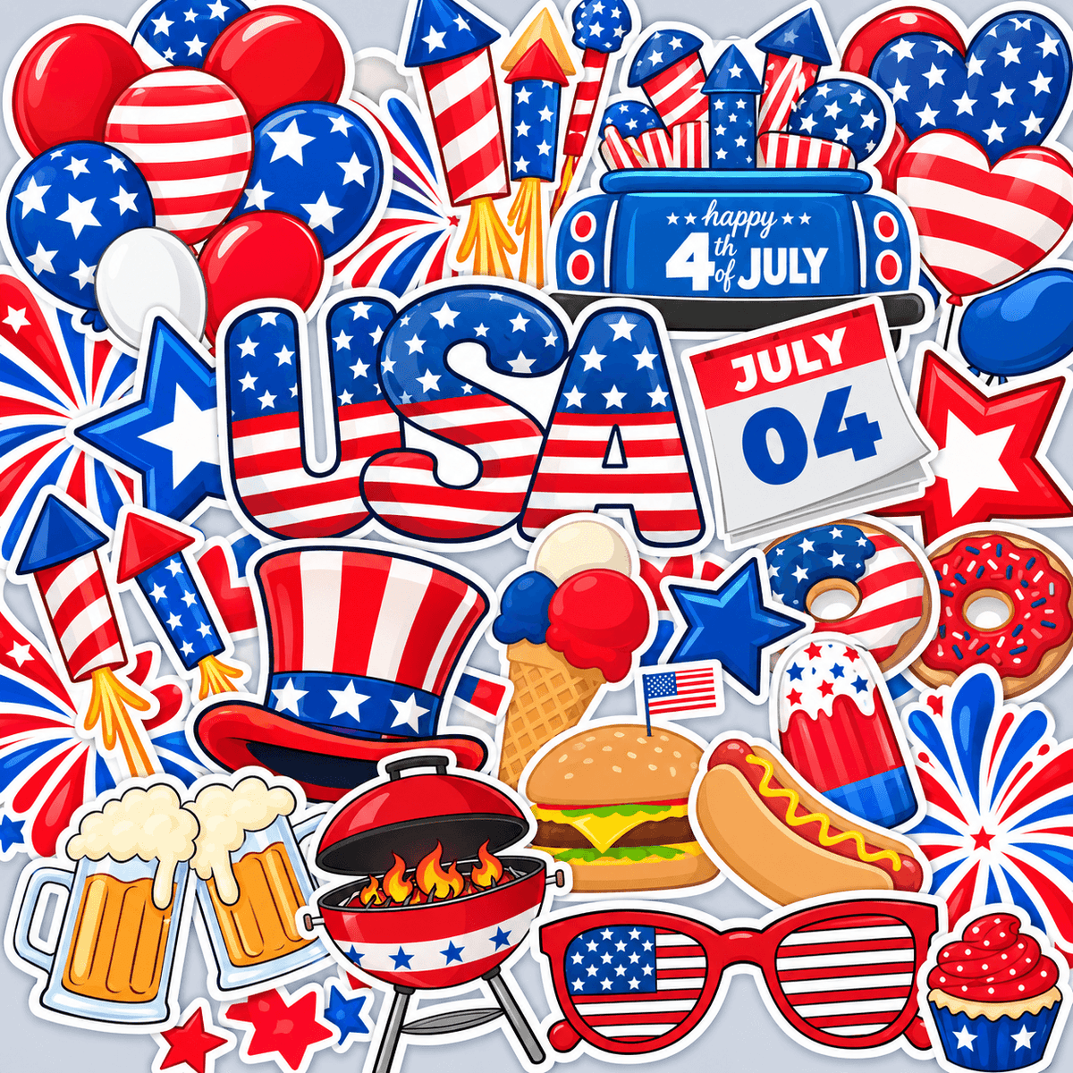4th of July Yard Card Flair Sets