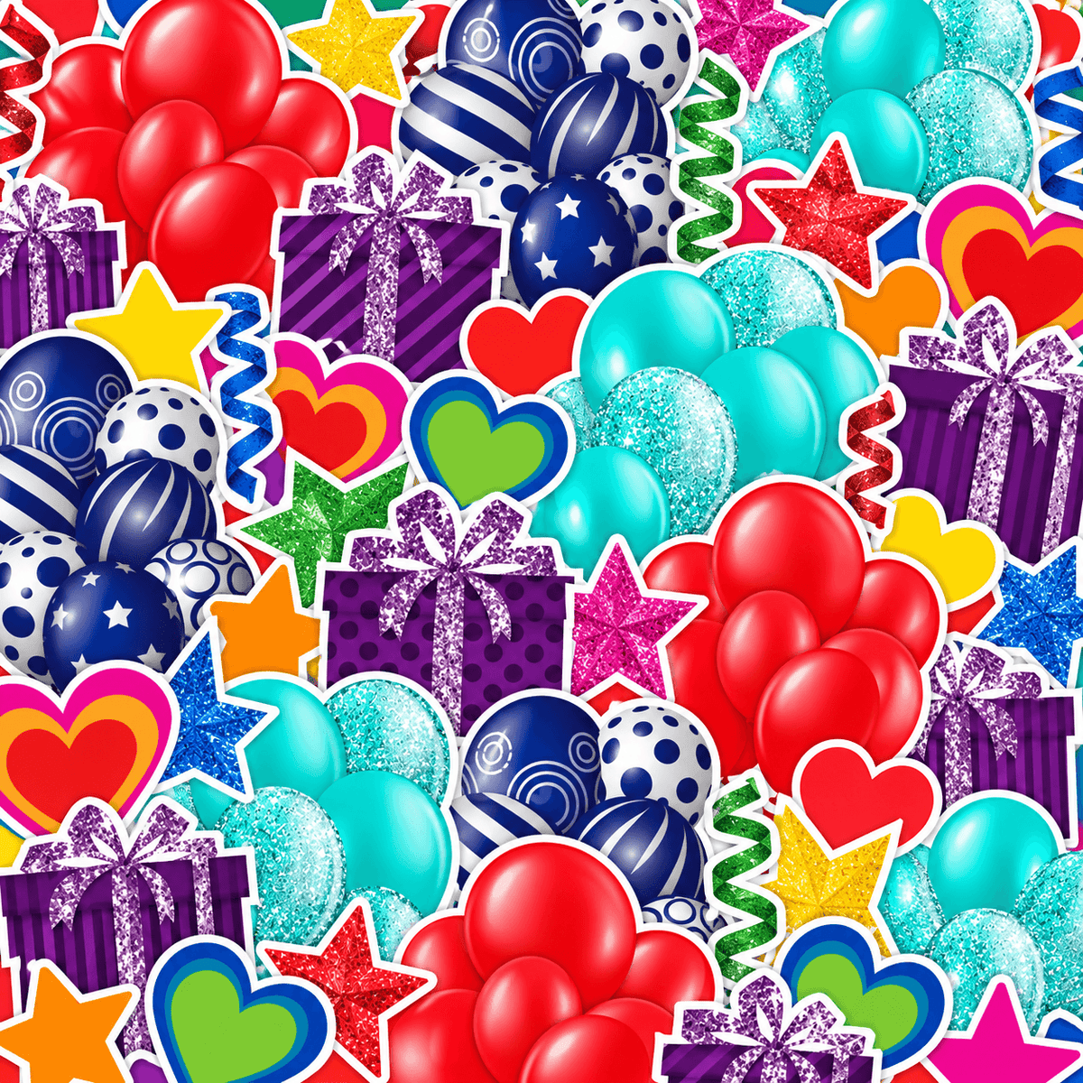 Balloons, Stars, Fillers, Half Sheet Yard Card Flair Sets