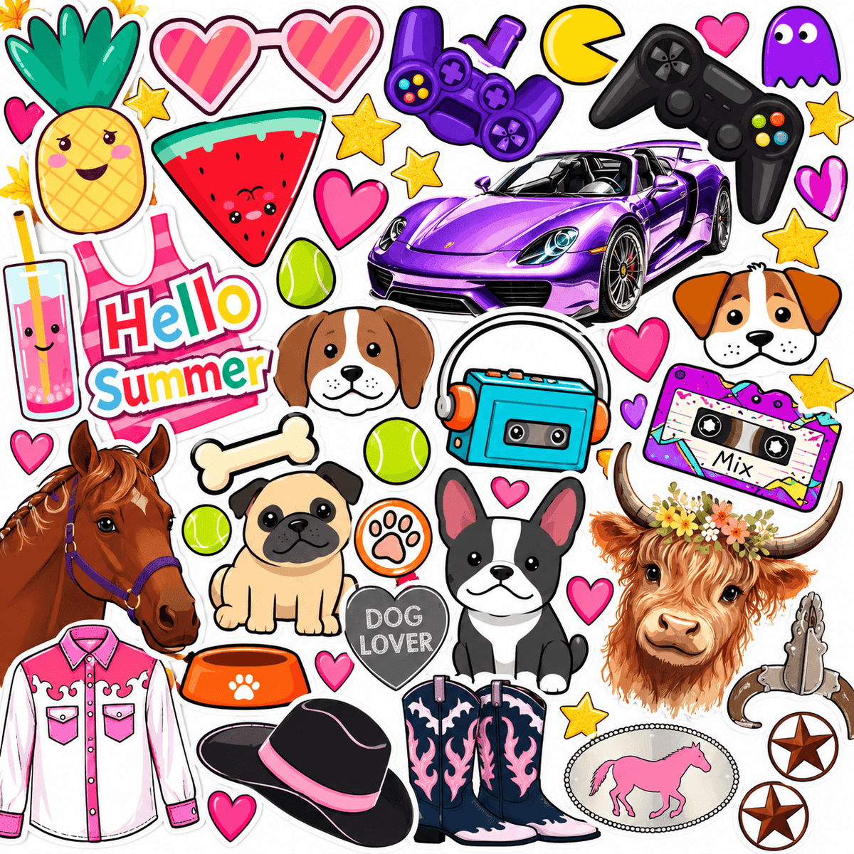 Themed Half Sheet Yard Card Flair Set