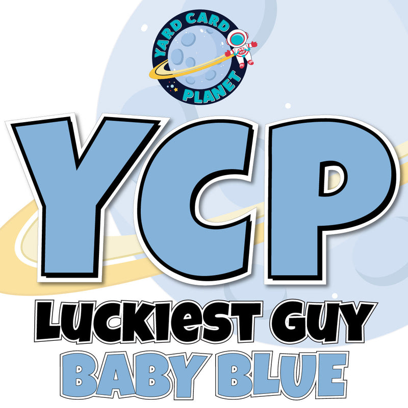 12" Luckiest Guy 41 pc. Letters and Symbols Set in Baby Blue Solid Color