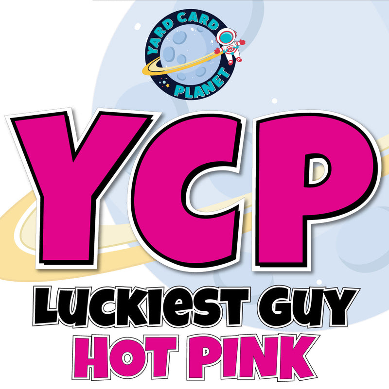  12" Luckiest Guy 41 pc. Letters and Symbols Set in Hot Pink Solid Color