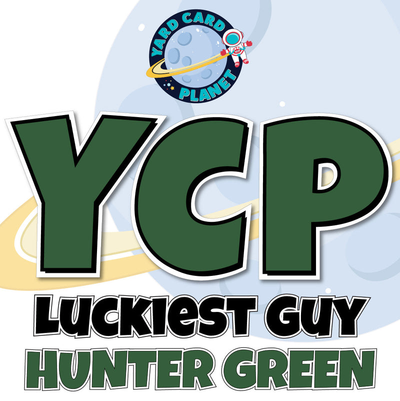  12" Luckiest Guy 41 pc. Letters and Symbols Set in Hunter Green Solid Color