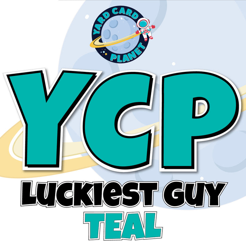  12" Luckiest Guy 41 pc. Letters and Symbols Set in Teal Solid Color