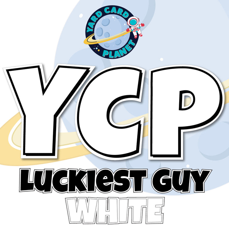  12" Luckiest Guy 41 pc. Letters and Symbols Set in White Solid Color