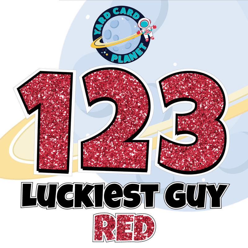 18" Luckiest Guy 52 pc. Numbers and Symbols Set in Glitter Pattern