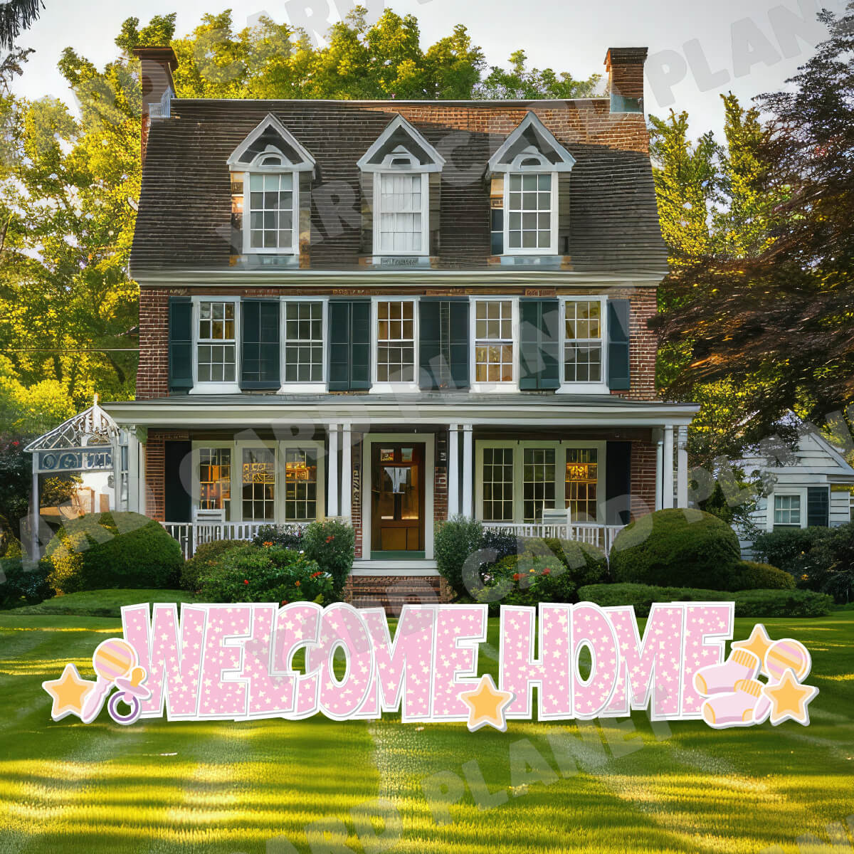 Large 23.5" Baby Girl Pink Welcome Home Yard Card EZ Quick Set in Luckiest Guy Font and Matching Flair