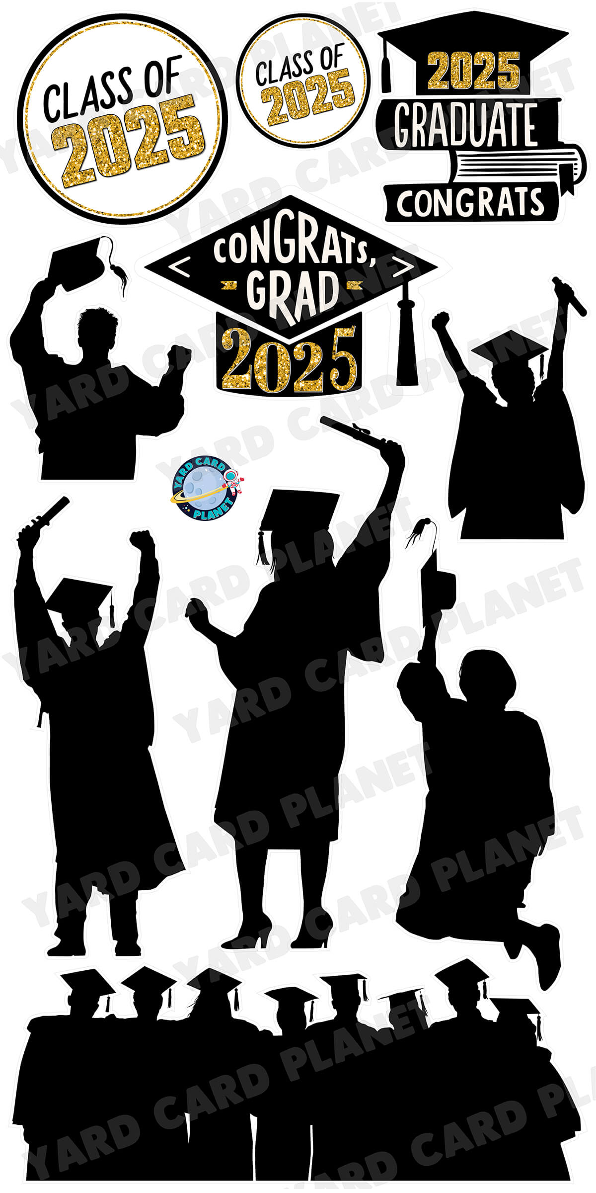 Silhouette Graduation Yard Card Flair Set