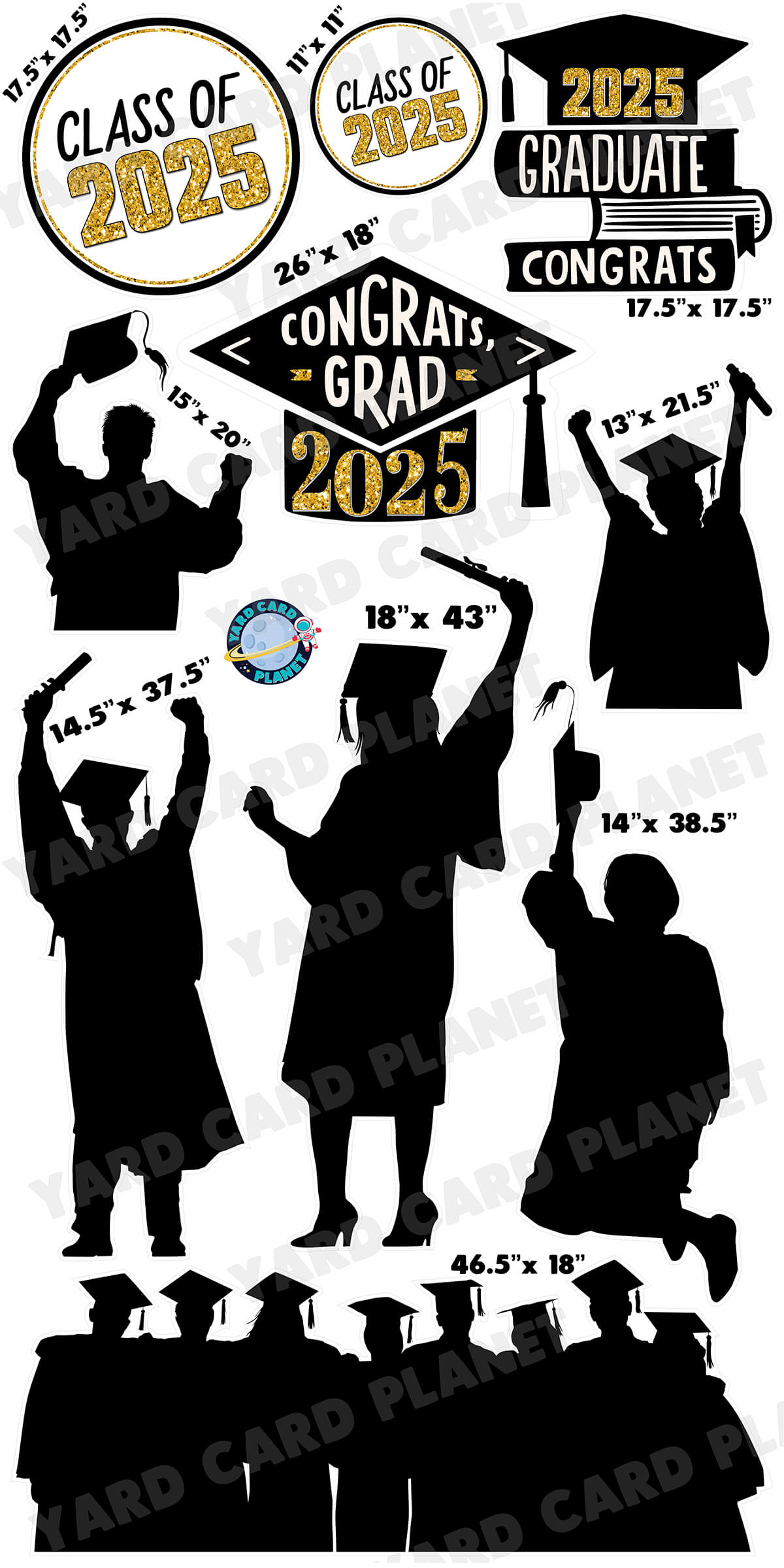 Silhouette Graduation Yard Card Flair Set