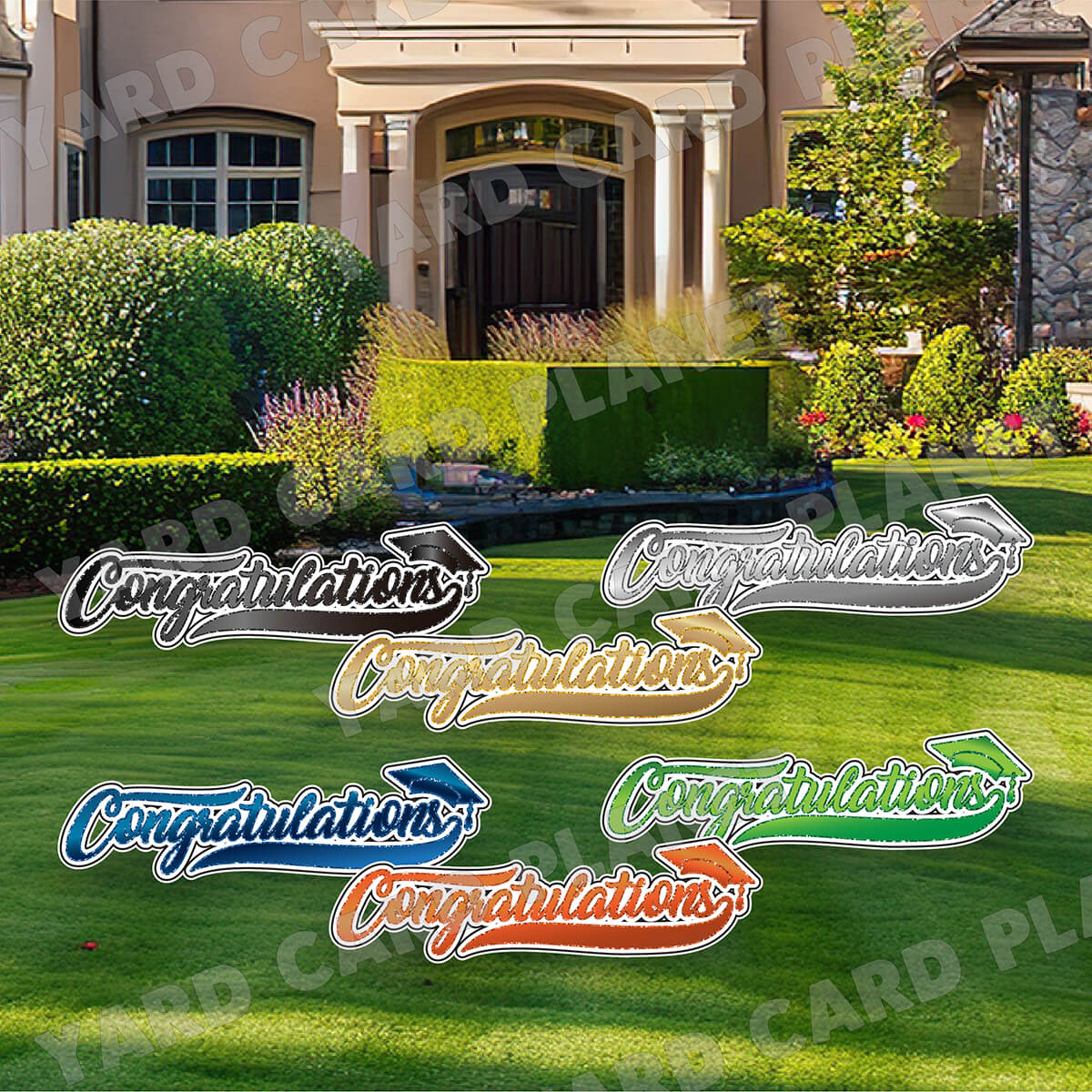 Gradient Glitter Pattern Congratulations Graduation EZ Quick Signs Yard Card Flair Set