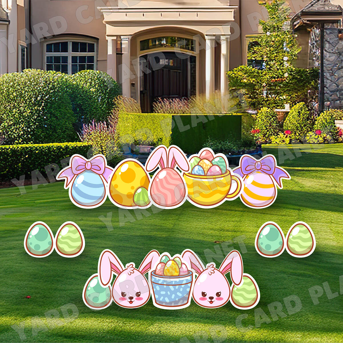 Easter Eggs and Bunnies Yard Card Flair Set