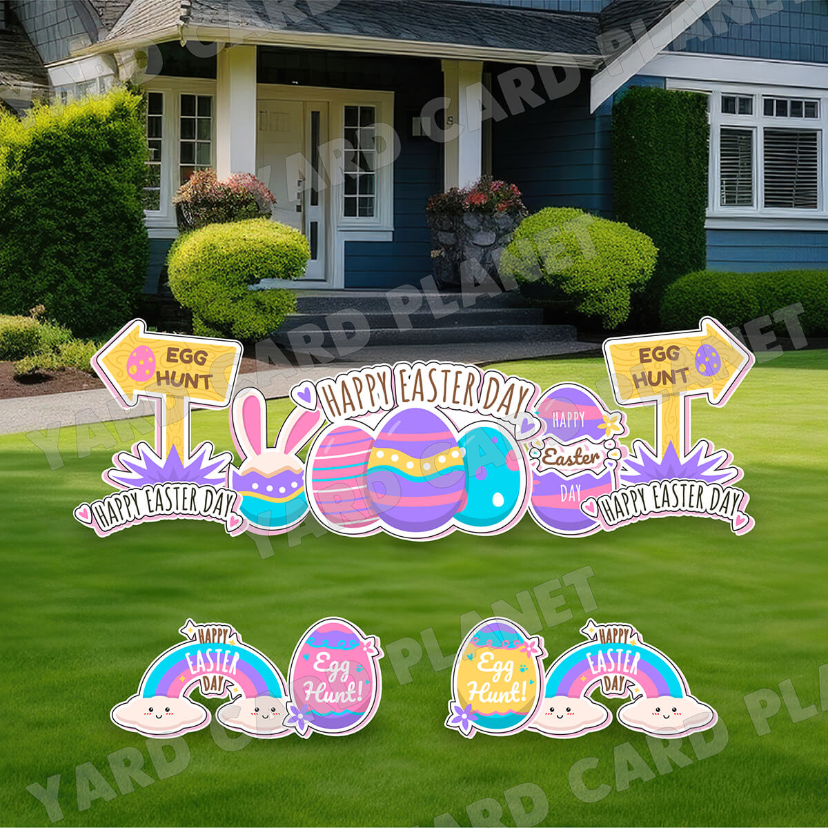 Happy Easter Day EZ Quick Signs and Yard Card Flair Set