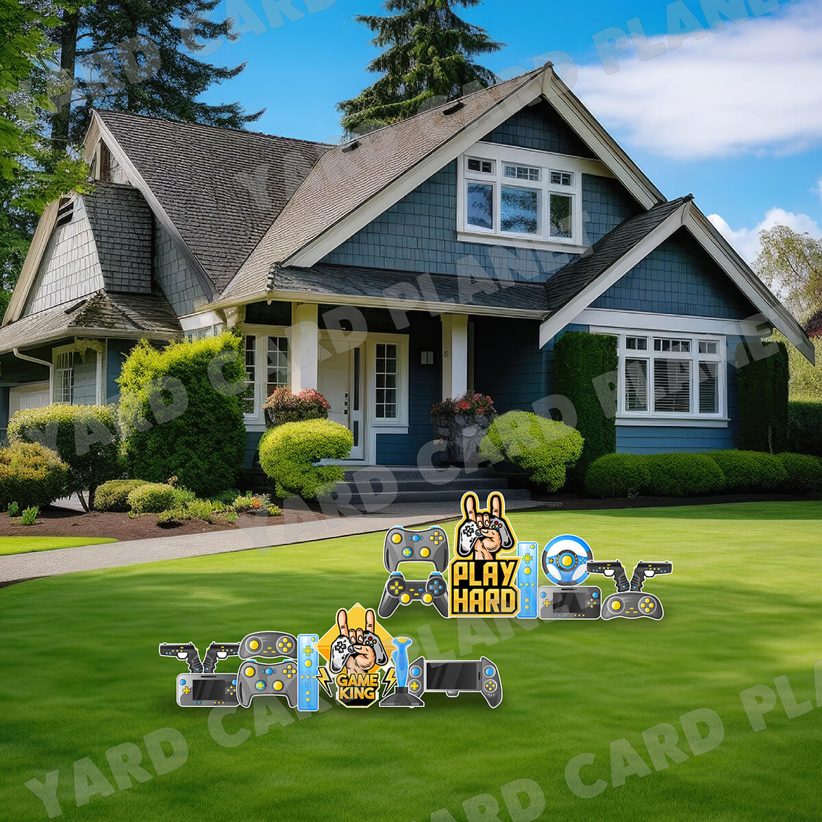 Play Hard Video Gaming Yard Card Flair Set