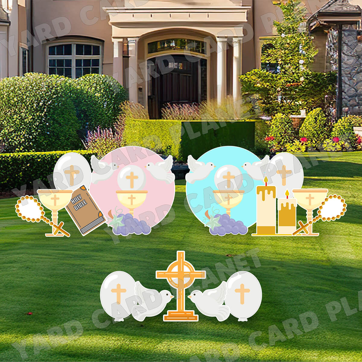 Christian and Catholic Symbols Yard Card Flair Set