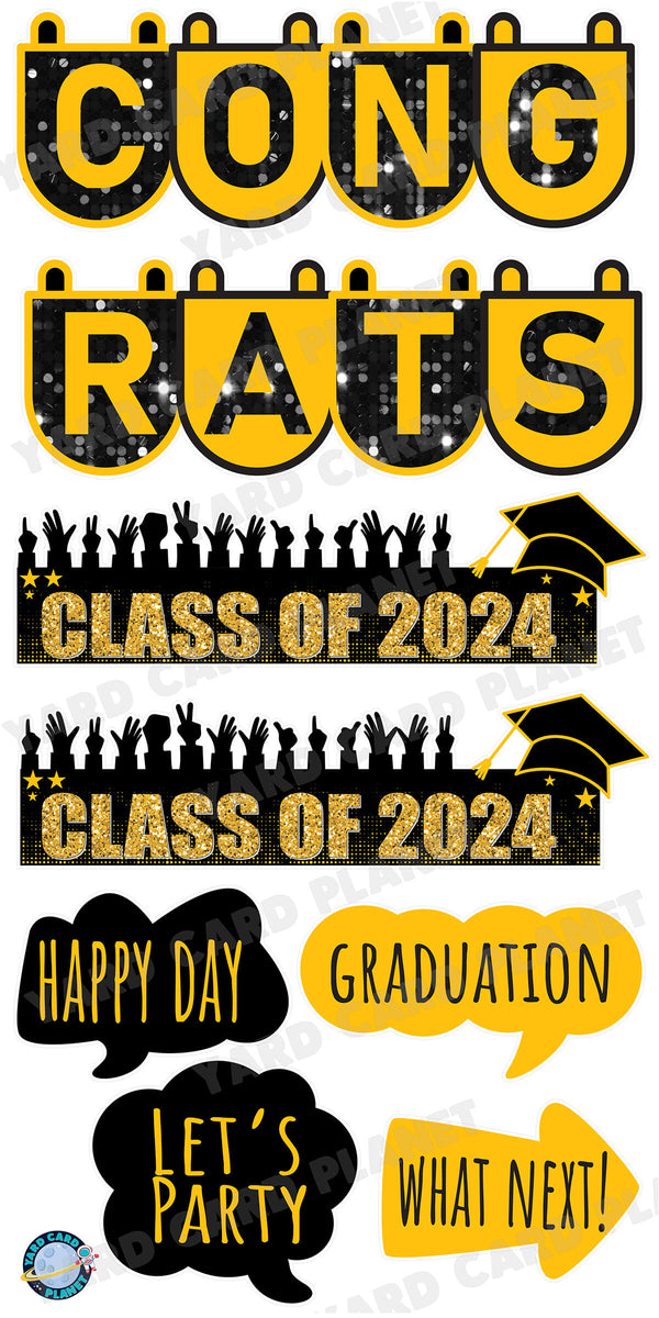 Congrats Graduation in Gold EZ Setup Panels and Signs Yard Card Set