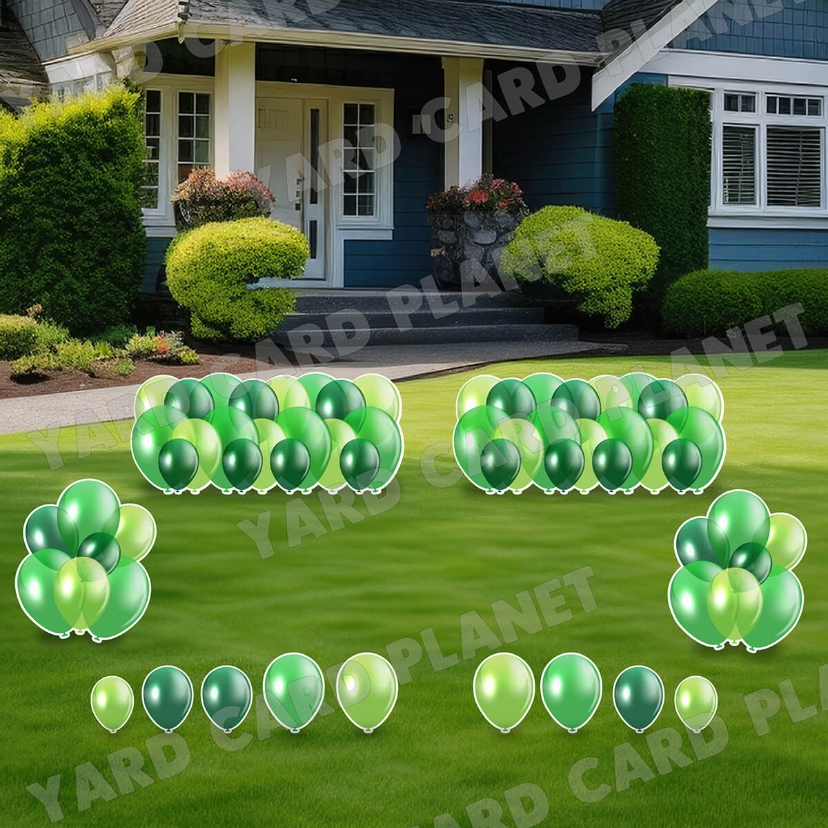 Green Balloon Panels, Bouquets and Singles Yard Card Set