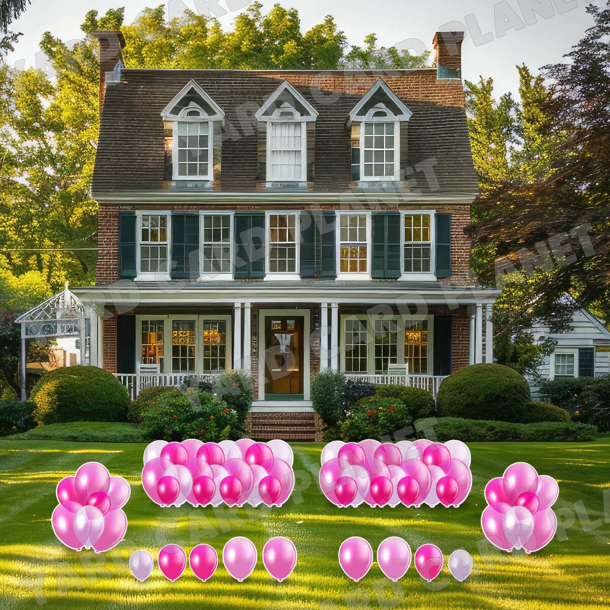 Pink Balloon Panels, Bouquets and Singles Yard Card Set