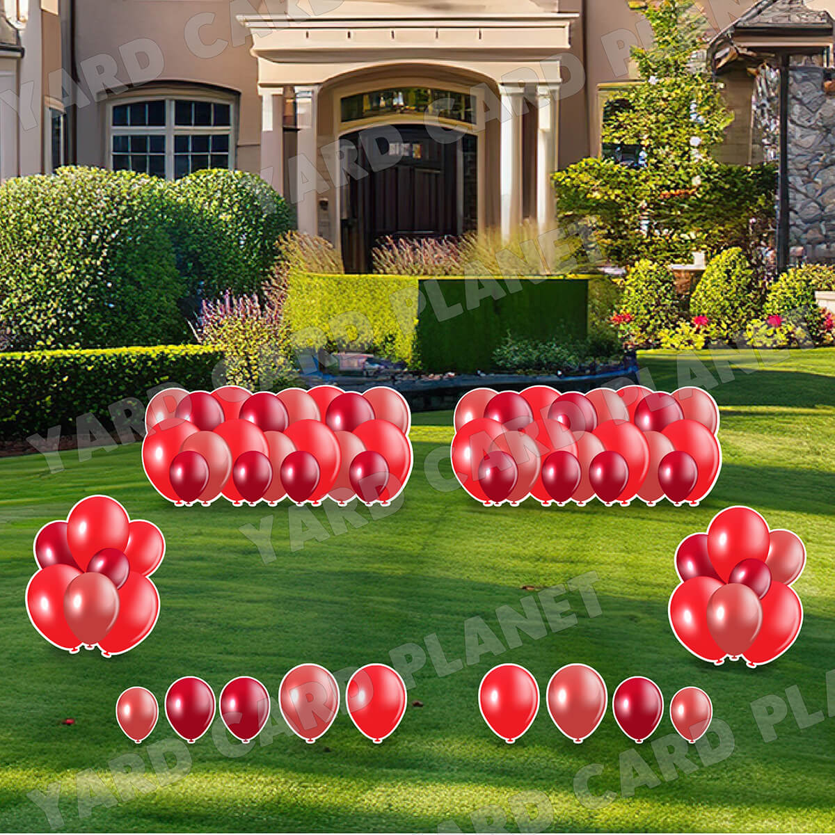 Red Balloon Panels, Bouquets and Singles Yard Card Set