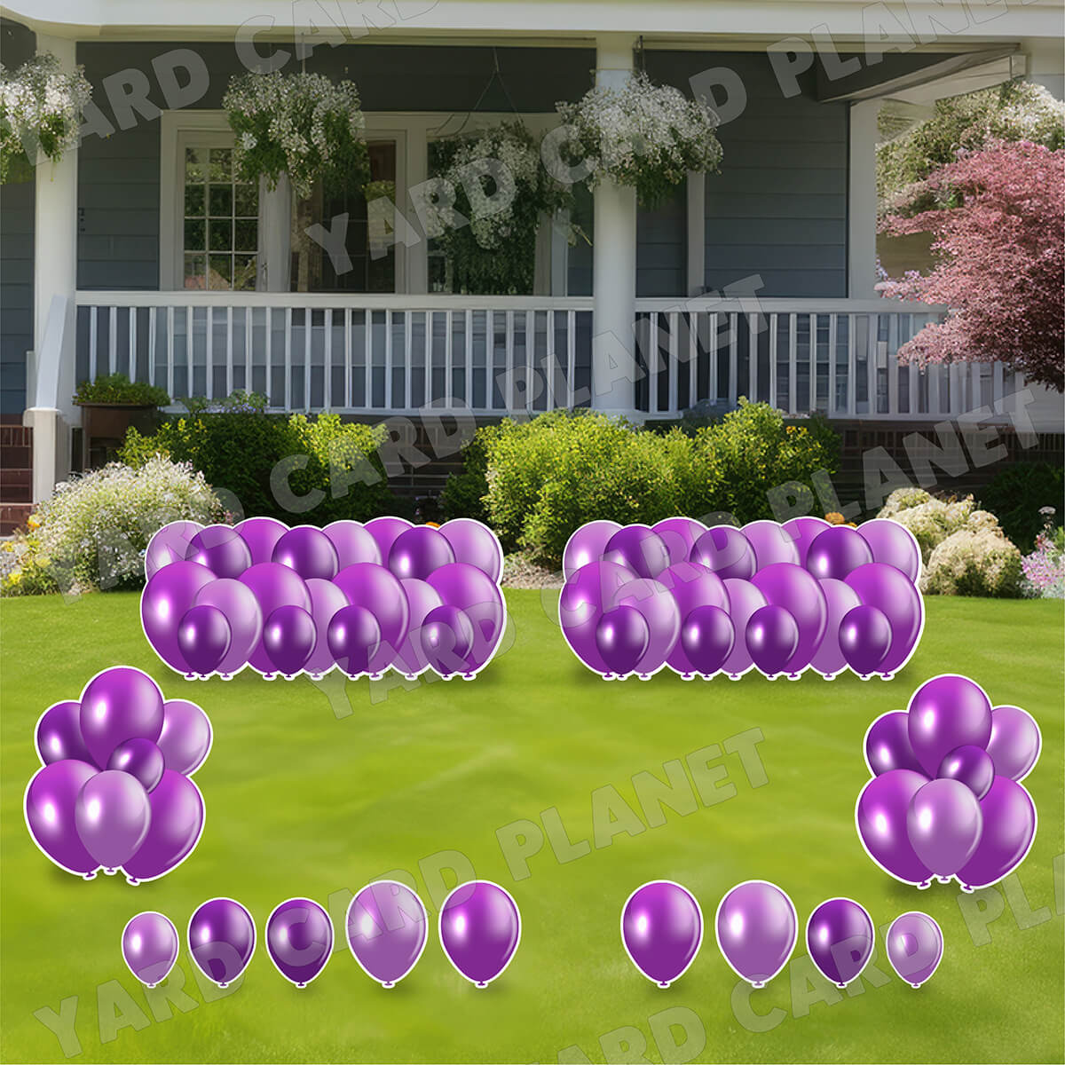 Purple Balloon Panels, Bouquets and Singles Yard Card Set