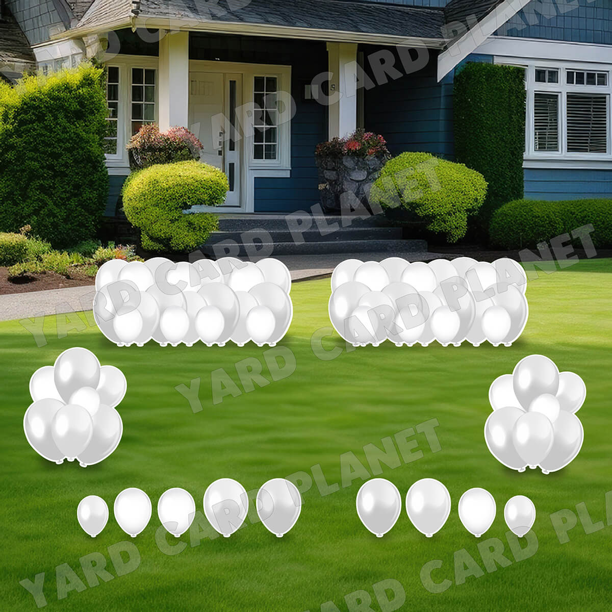 White Balloon Panels, Bouquets and Singles Yard Card Set