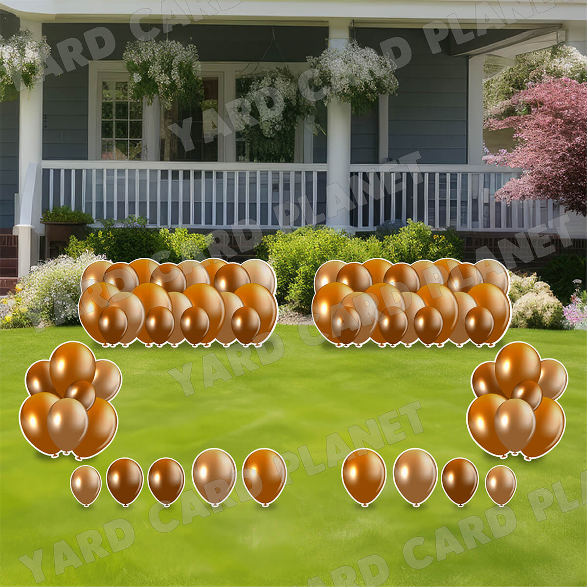 Brown Balloon Panels, Bouquets and Singles Yard Card Set