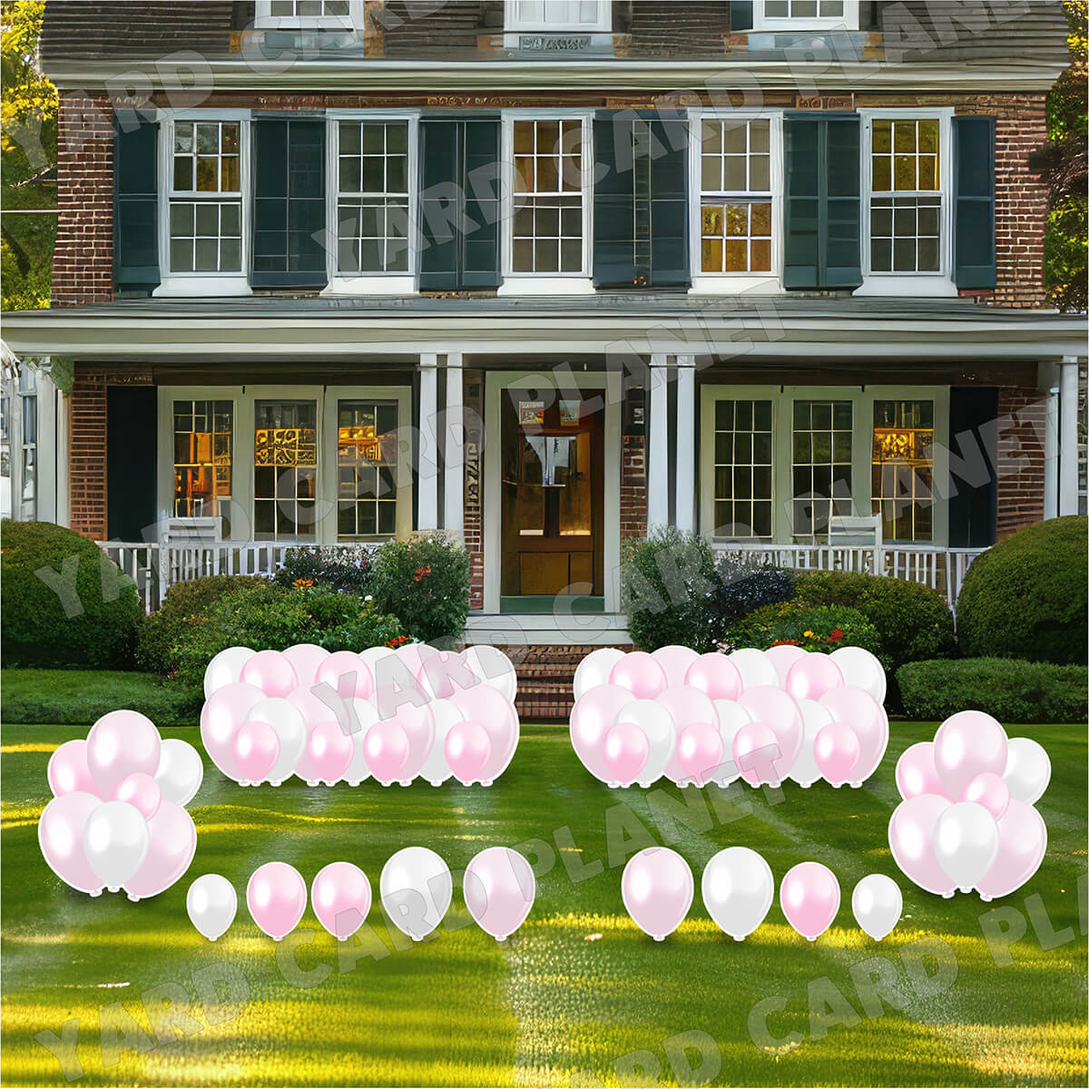 Light Pink Balloon Panels, Bouquets and Singles Yard Card Set