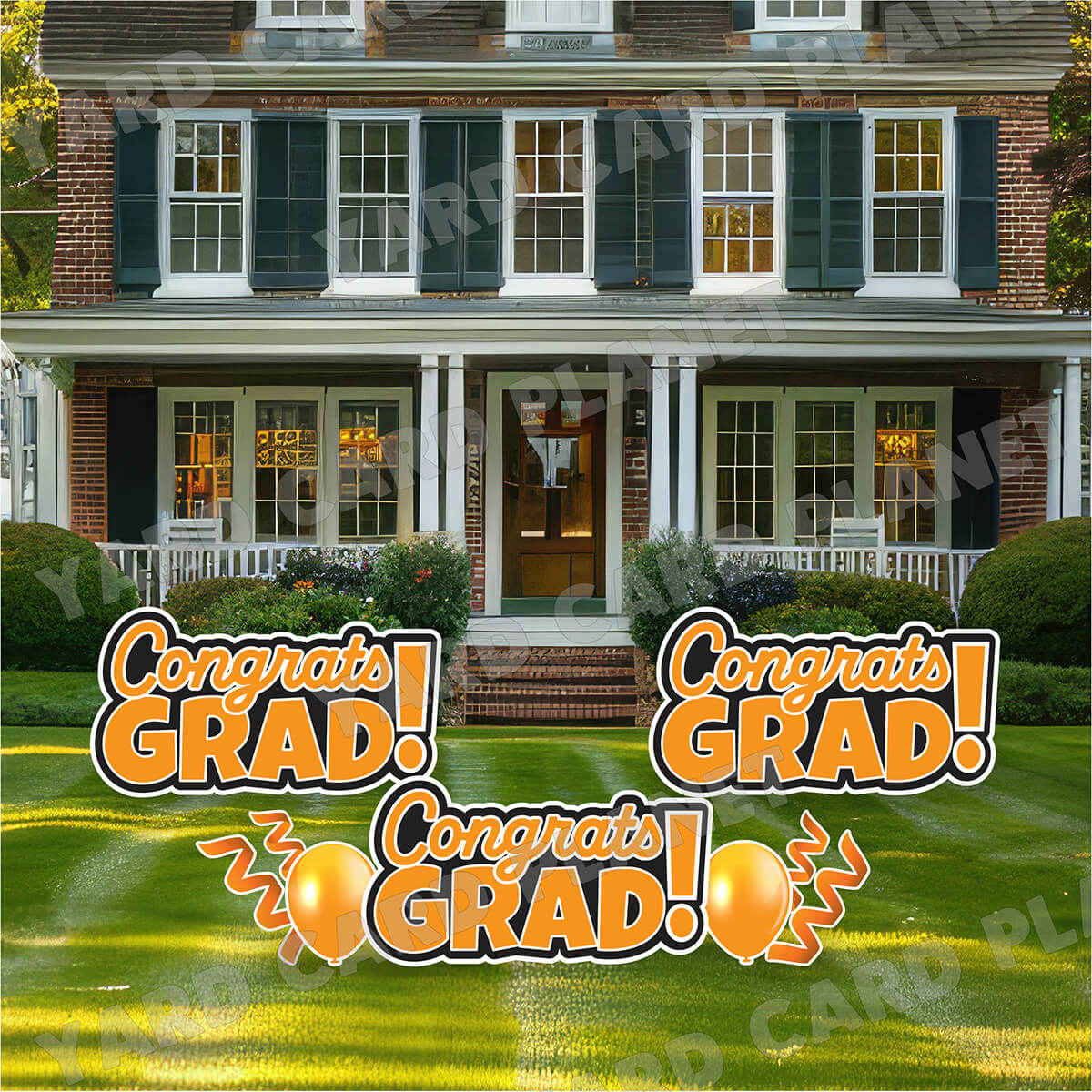 Orange Congrats Grad EZ Quick Signs with Matching Balloons and Streamers Yard Card Flair Set