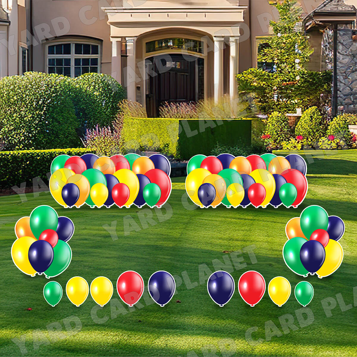 Multi-Colored Balloon Panels, Bouquets and Singles Yard Card Set