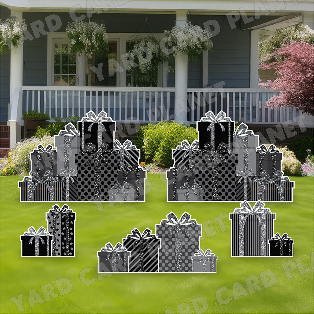 Black Glitter Gift Boxes EZ Panels and Yard Card Flair Set